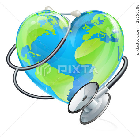 Heart Earth World Globe Stethoscope Health Concept 28550186