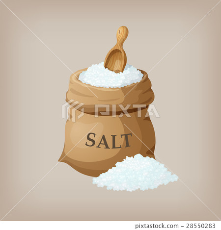 Sea salt in jute sack. Vector illustration 28550283