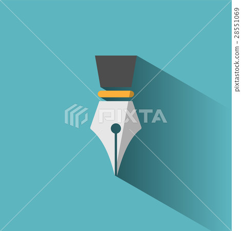 Fountain pen icon with shadow on blue background Fountain pen icon with shadow on blue background 28551069