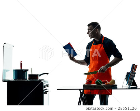 man cooking chef silhouette isolated man cooking chef silhouette isolated 28551126