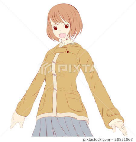Student girl duffle coat 28551867