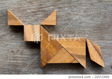 Wooden tangram puzzle in buffalo or bull shape 28553460