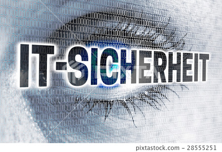IT Sicherheit ( in german IT security) eye with matrix looks at IT Sicherheit ( in german IT security) eye with matrix looks at 28555251