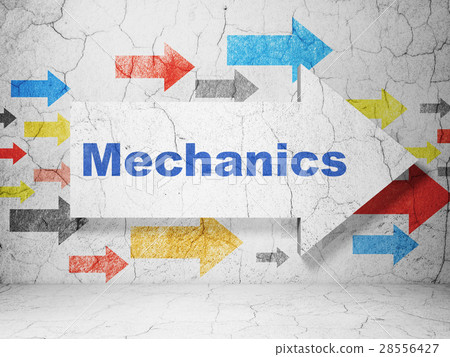 Science concept: arrow with Mechanics on grunge Science concept: arrow with Mechanics on grunge 28556427