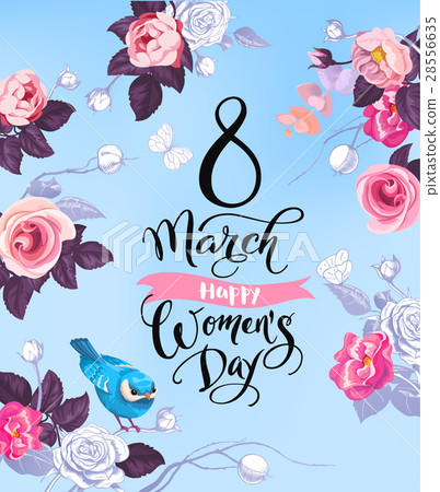 8 March. Happy Women's Day greeting card. Lovely 8 March. Happy Women's Day greeting card. Lovely 28556635