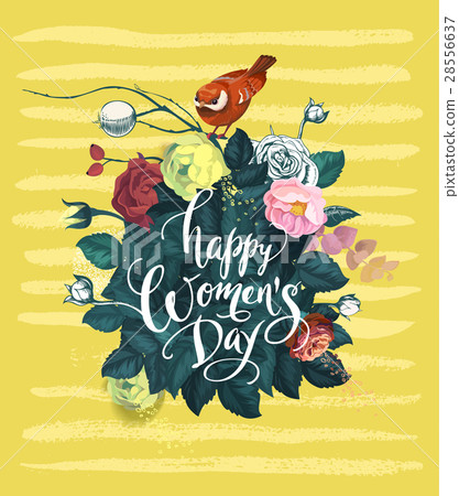 Happy Women's Day hand lettering against Happy Women's Day hand lettering against 28556637
