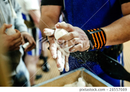 male athlete powerlifter hands 28557089