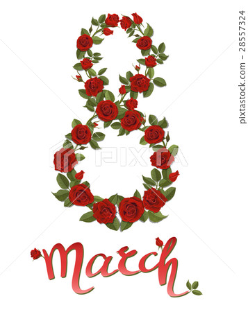 number eight created from red rose flowers 28557324