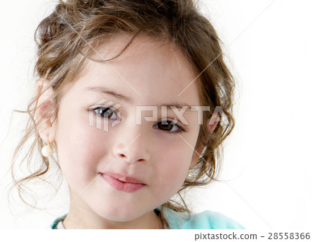 happy little girl a on white background happy little girl a on white background 28558366