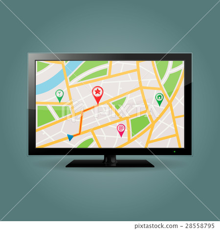 GPS map on TV screen 28558795