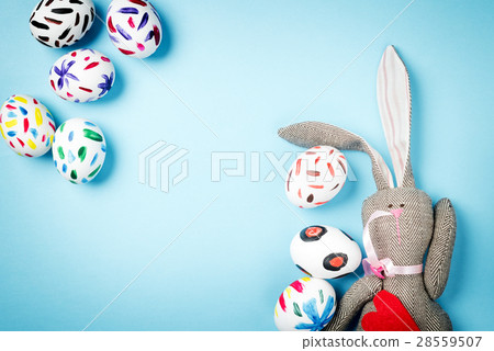 Easter bunny on a blue background Easter bunny on a blue background 28559507