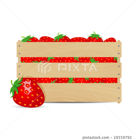 Sweet strawberries in wooden box Sweet strawberries in wooden box 28559792
