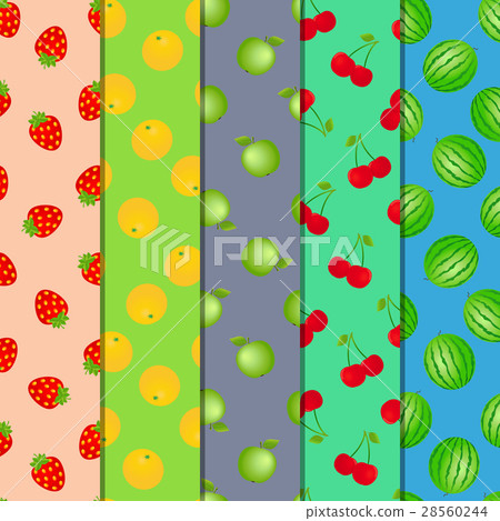 Set of fruits and berries seamless patterns Set of fruits and berries seamless patterns 28560244
