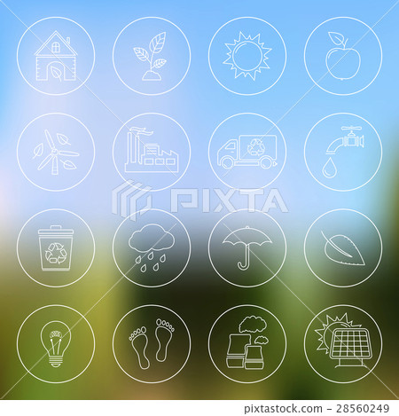 Ecology icons on blurred background Ecology icons on blurred background 28560249
