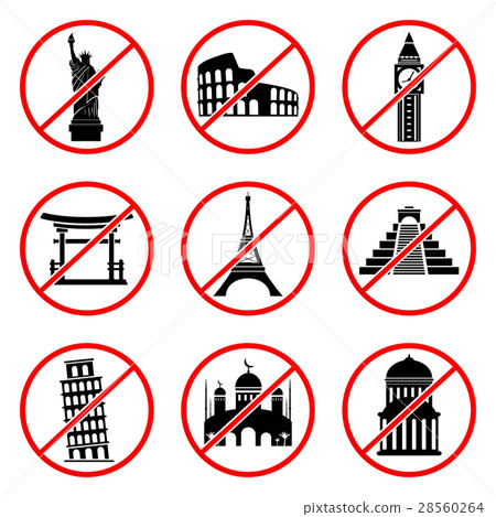 Not to visit landmarks icons Not to visit landmarks icons 28560264