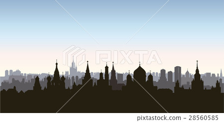 Moscow city buildings silhouette. Russian skyline 28560585