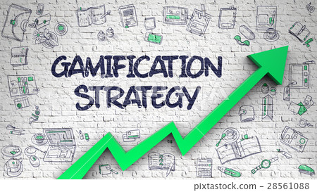Gamification Strategy Drawn on White Brick Wall. Gamification Strategy Drawn on White Brick Wall. 28561088