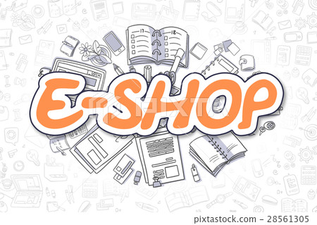 E-Shop - Doodle Orange Text. Business Concept. E-Shop - Doodle Orange Text. Business Concept. 28561305