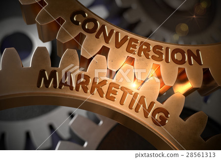 Conversion Marketing on Golden Cogwheels. 3D Conversion Marketing on Golden Cogwheels. 3D 28561313