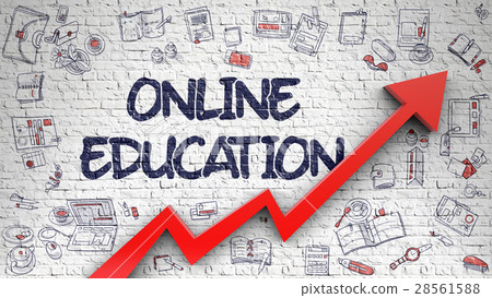Online Education Drawn on White Brickwall. Online Education Drawn on White Brickwall. 28561588