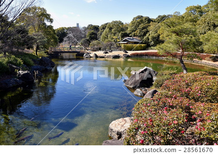 Pond with bridge Pond with bridge 28561670