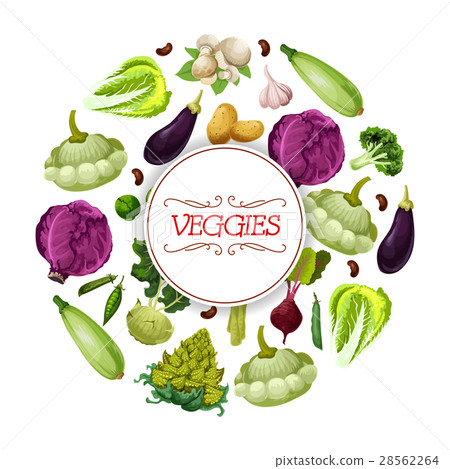 Veggies and vegetables vegetarian vector poster 28562264