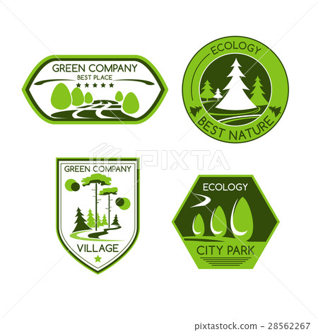 Green nature ecology company vector icons set 28562267