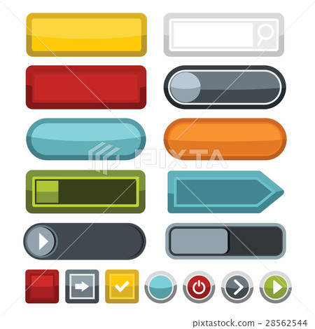 Blank Color Web Buttons Icons Set Flat Style Stock Illustration