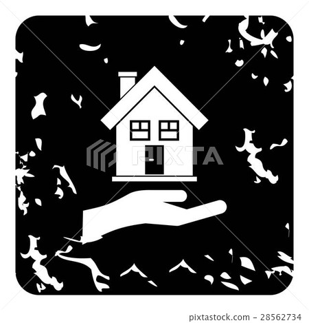 Hand holding house icon, grunge style Hand holding house icon, grunge style 28562734