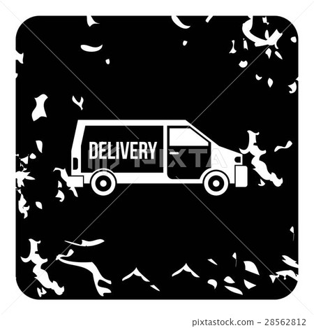 Delivery van icon, grunge style Delivery van icon, grunge style 28562812