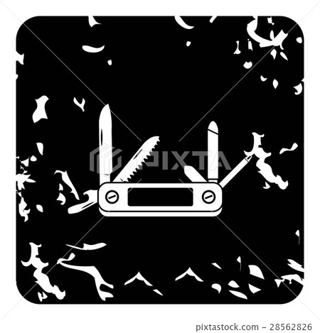 Pocket knife icon, grunge style 28562826