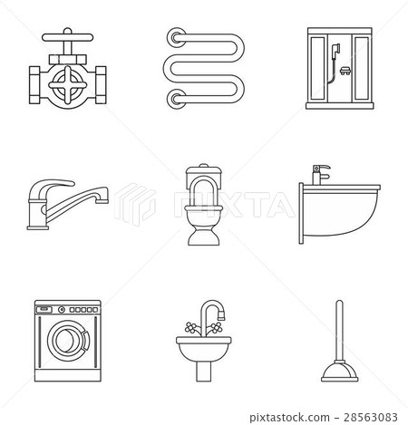 Bathroom icons set, outline style 28563083