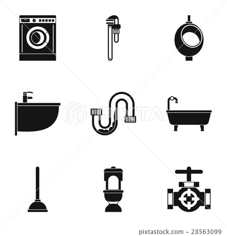 Plumbing icons set, simple style 28563099