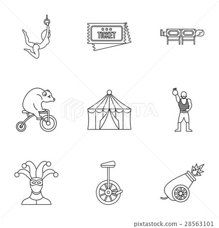 Circus chapiteau icons set, outline style 28563101