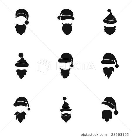 Magician Santa Claus icons set, simple style 28563165