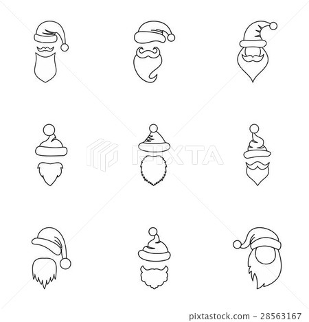 Magician Santa Claus icons set, outline style Magician Santa Claus icons set, outline style 28563167