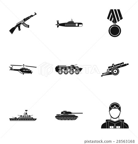 Military defense icons set, simple style Military defense icons set, simple style 28563168