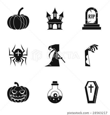 Terrible holiday icons set, simple style 28563217