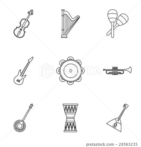 Musical device icons set, outline style 28563235