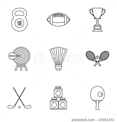 Training icons set, outline style 28563252