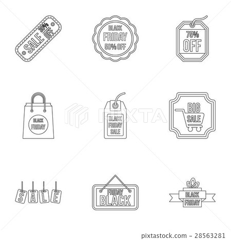 Black friday icons set, outline style 28563281