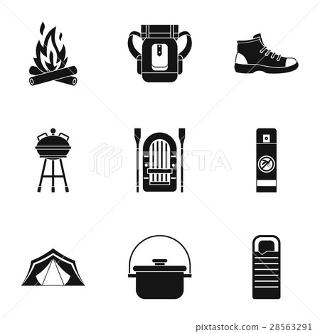 Camp icons set, simple style 28563291
