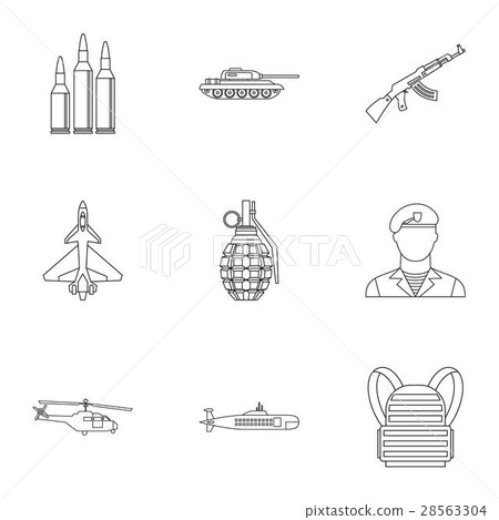 Military defense icons set, outline style Military defense icons set, outline style 28563304