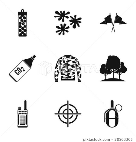Outfit paintball icons set, simple style 28563305