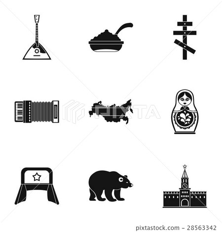 Russia icons set, simple style Russia icons set, simple style 28563342