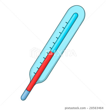 Medical mercury thermometer icon, cartoon style 28563464