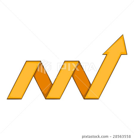 Yellow growth arrow chart icon, cartoon style 28563558