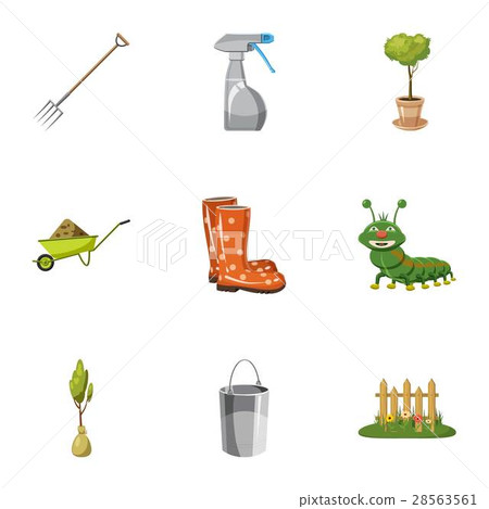 Gardening icons set, cartoon style 28563561