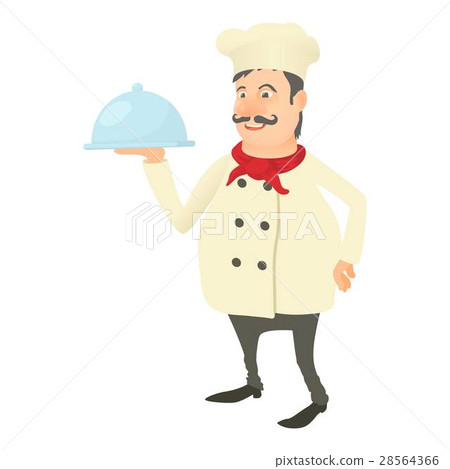 Chef with dish icon, cartoon style Chef with dish icon, cartoon style 28564366