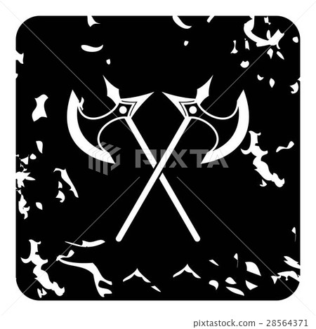 Two battle axes icon, grunge style Two battle axes icon, grunge style 28564371
